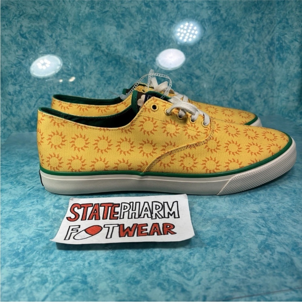 Sperry Top Sider CVO Sneaker Men’s Yellow Floral Retro Deck Shoes Size 11.5
